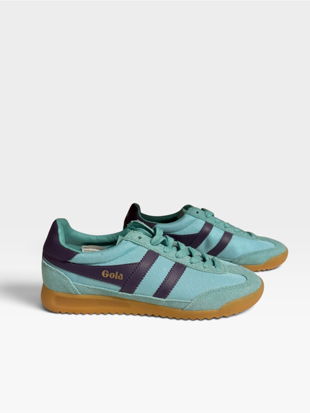 Gola Tornado Aqua Purple Retro Sneakers Gum Sole Nylon Trainers NWOB Size 6